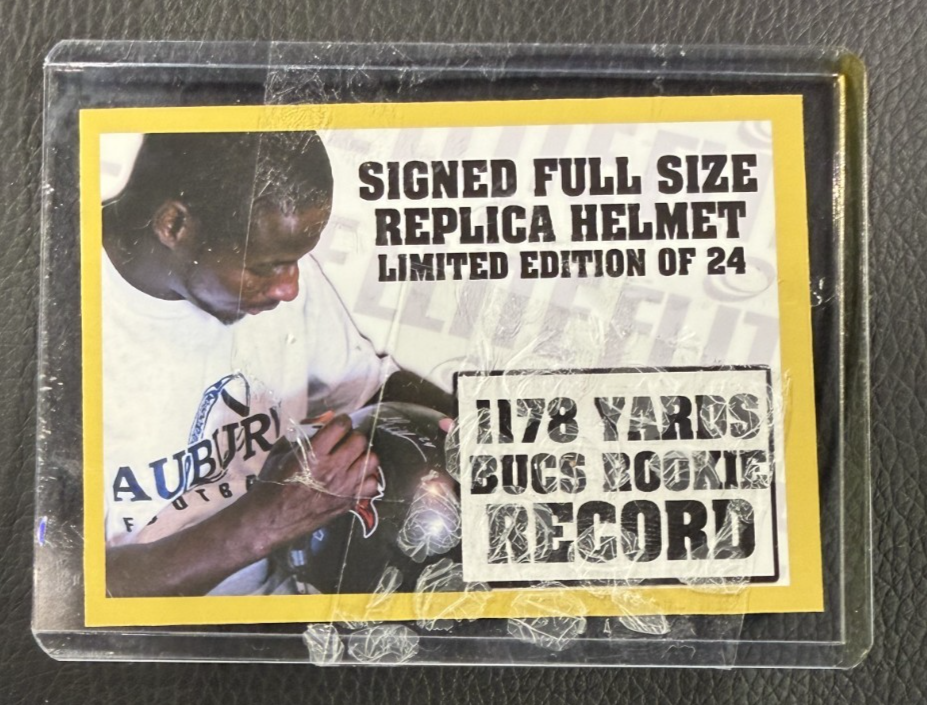 Cadillac Williams Signed TB Buccaneers Replica Helmet Rookie Stat Auto Elite COA