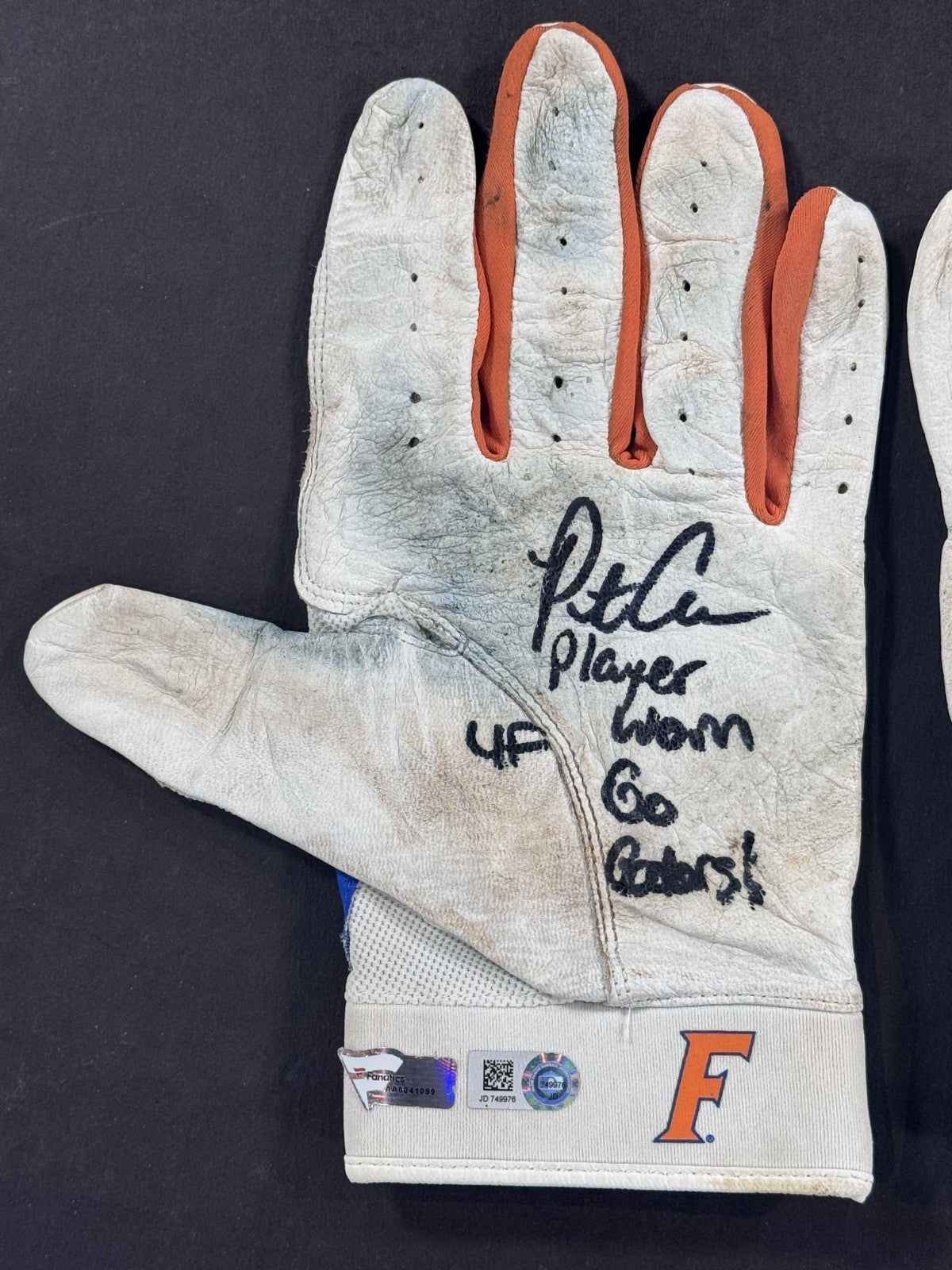 Pete Alonso Florida Gators Signed Worn Batting Gloves Auto Fanatics Mets Orioles