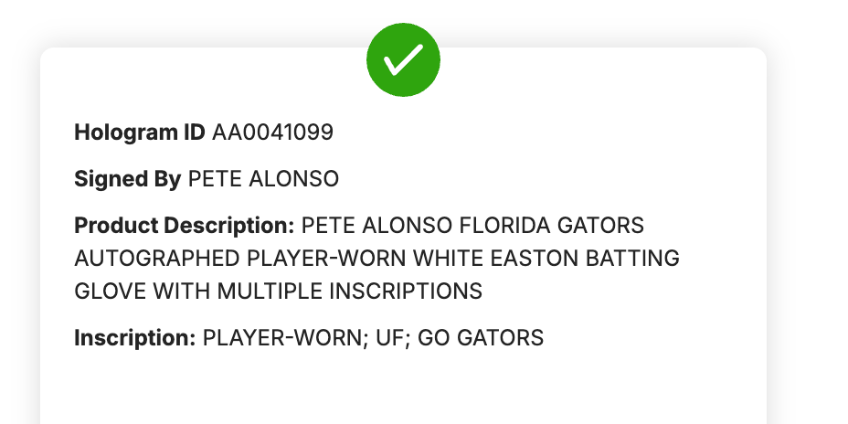 Pete Alonso Florida Gators Signed Worn Batting Gloves Auto Fanatics Mets Orioles