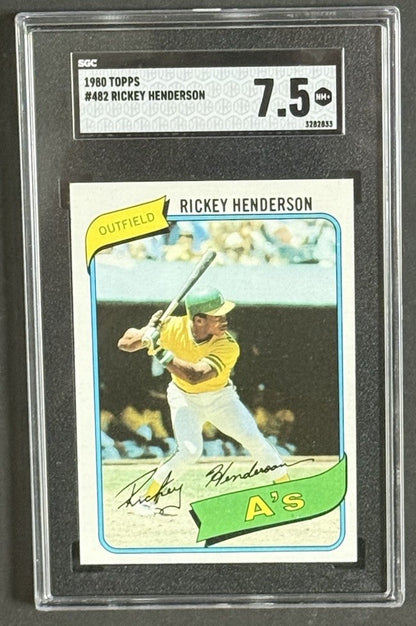 1980 Topps #482 Rickey Henderson Rookie SGC 7.5 NM+ Looks Nicer Razor Sharp HOF