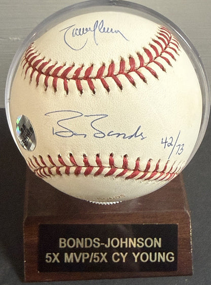 Barry Bonds & Randy Johnson 5x MVP Cy Signed MLB Baseball /73 Auto Goldin Coa