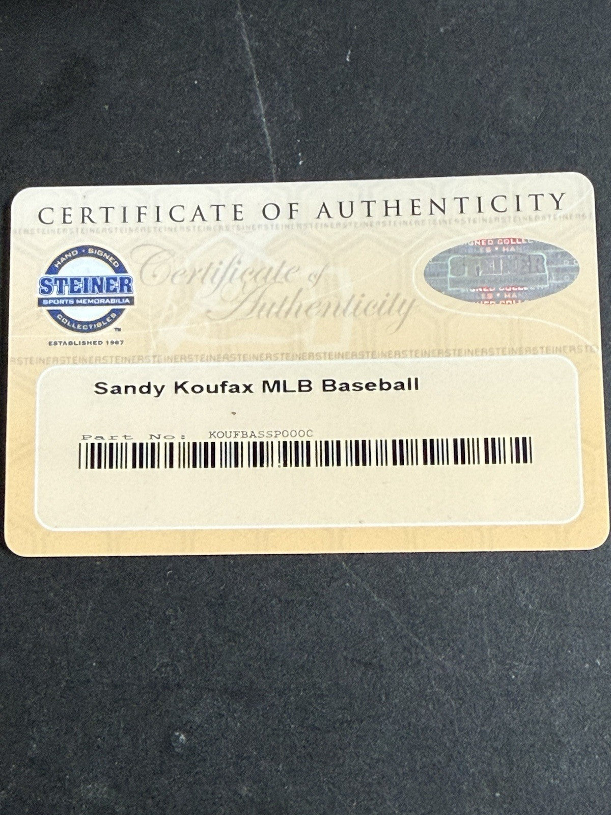 Sandy Koufax Signed Official MLB Witnessed Holo Baseball Auto Steiner OA Coa Hof