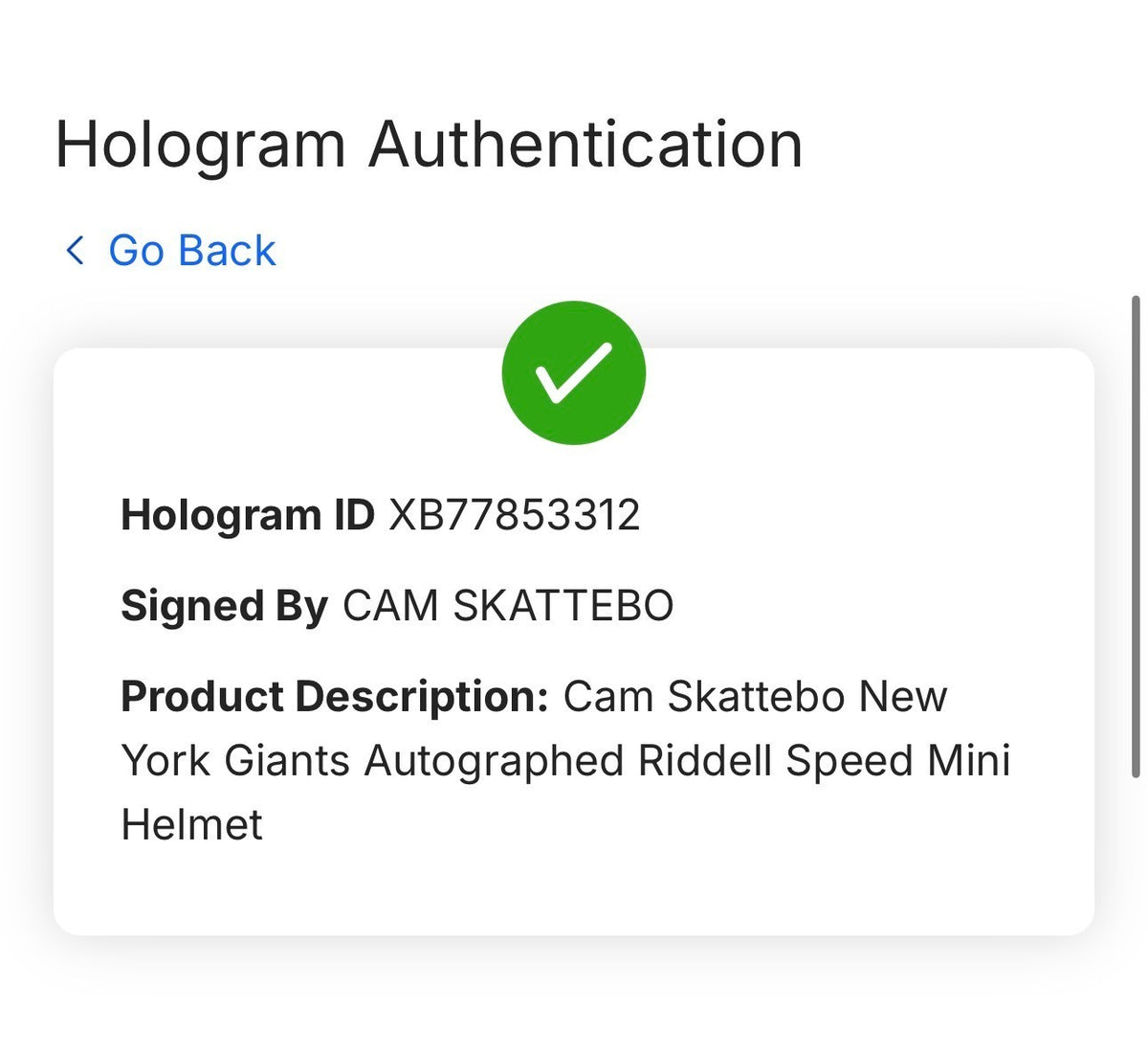 Cam Skattebo Signed Riddell Speed Mini Helmet Auto Fanatics COA NY Giants
