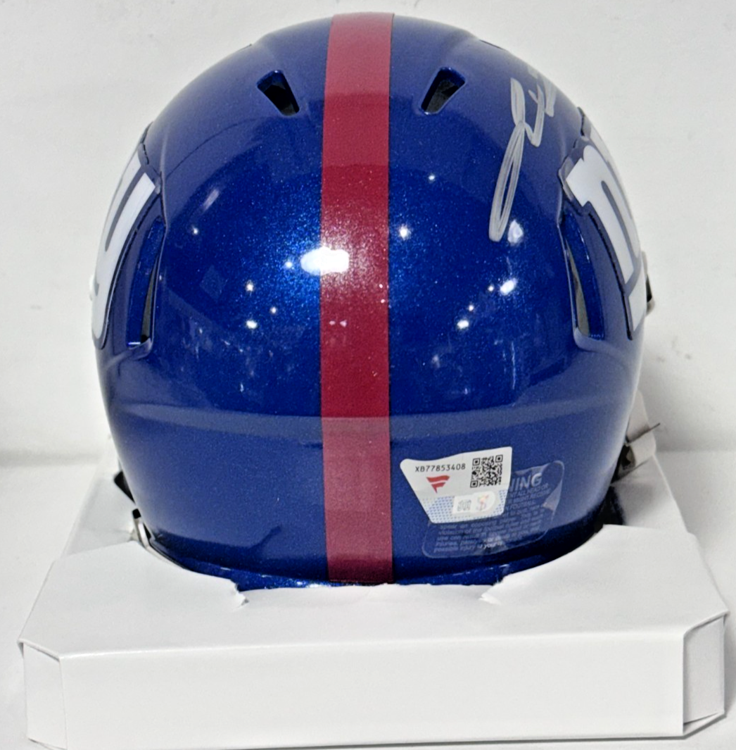 Jaxson Dart Signed Riddell Speed Mini Helmet Auto Fanatics COA New York Giants