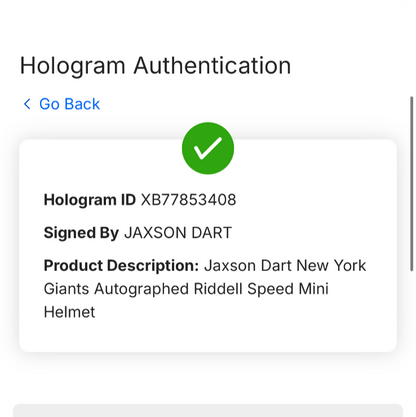Jaxson Dart Signed Riddell Speed Mini Helmet Auto Fanatics COA New York Giants