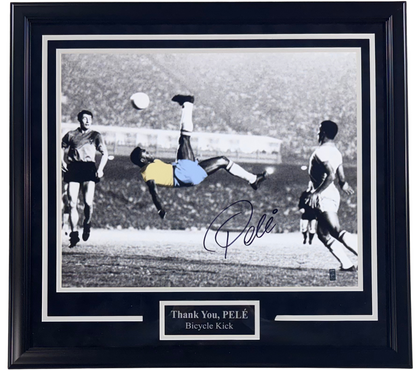 Pele Signed 16x20 Bicycle Kick Color Splash Photo Framed Auto Pele Holo COA