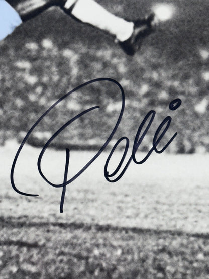 Pele Signed 16x20 Bicycle Kick Color Splash Photo Framed Auto Pele Holo COA
