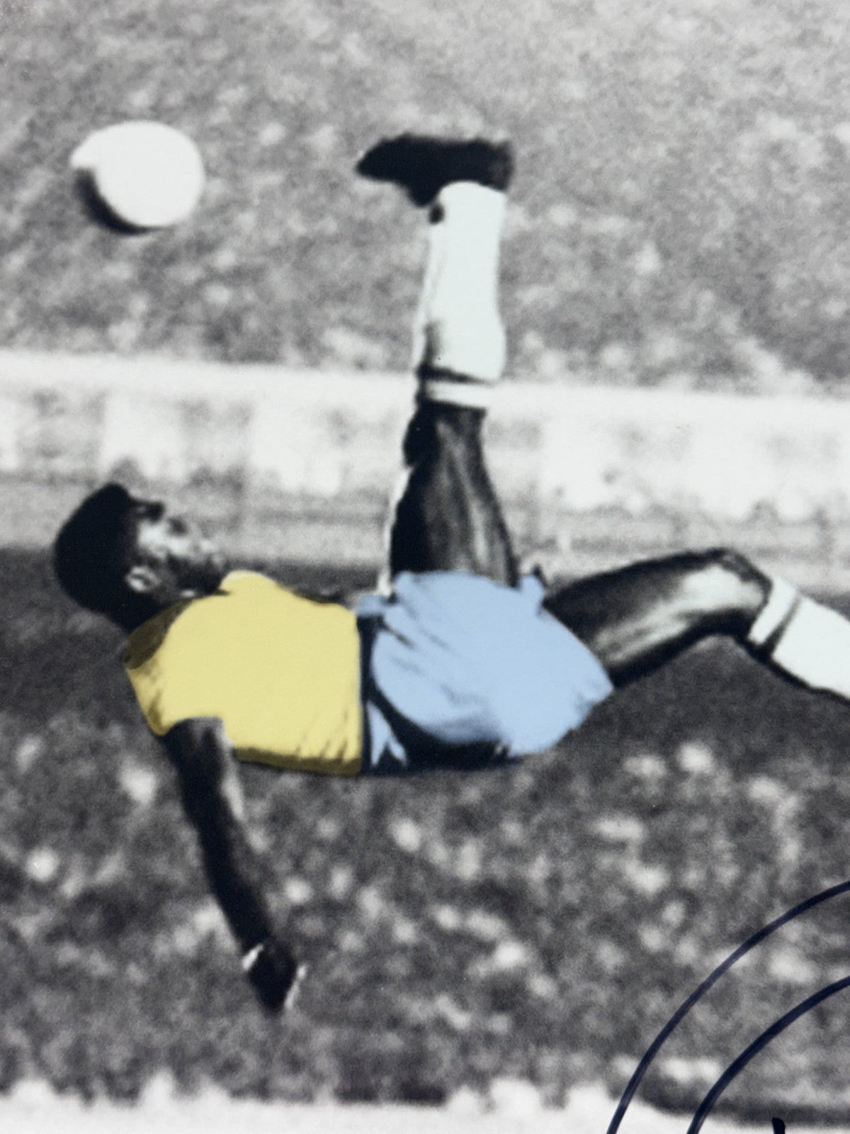 Pele Signed 16x20 Bicycle Kick Color Splash Photo Framed Auto Pele Holo COA