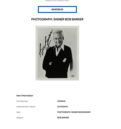 Bob Barker Signed 8x10 Photo Auto PSA COA The Price Is Right