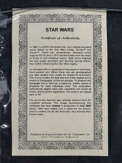 Vintage Original Lucasfilm Ewoks Big Hug Seri-cel LE /5000 Framed Star Wars COA