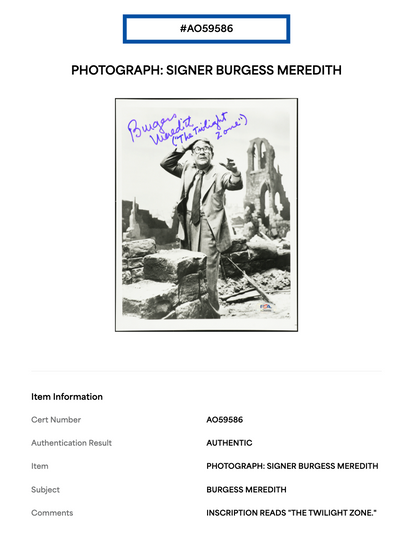 Burgess Meredith Signed 8x10 Photo The Twilight Zone Auto PSA COA Penguin
