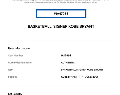 Kobe Bryant LA Lakers Signed NBA Spalding Basketball Full Auto PSA ITP COA HOF