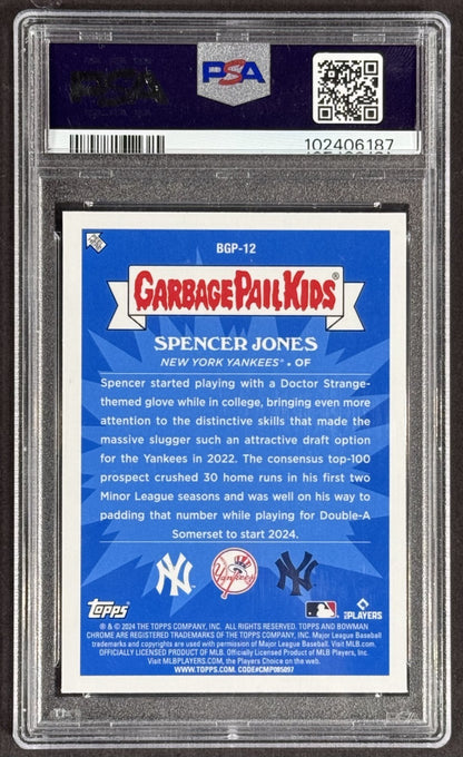 2024 Bowman Chrome Strange Spencer Jones GPK PSA 9 Mint #BGP12 NY Yankees