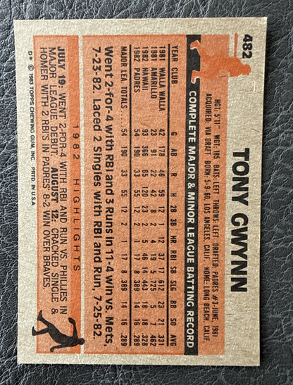 1983 Topps Tony Gwynn #482 Rookie HOF Padres Ex - Nm