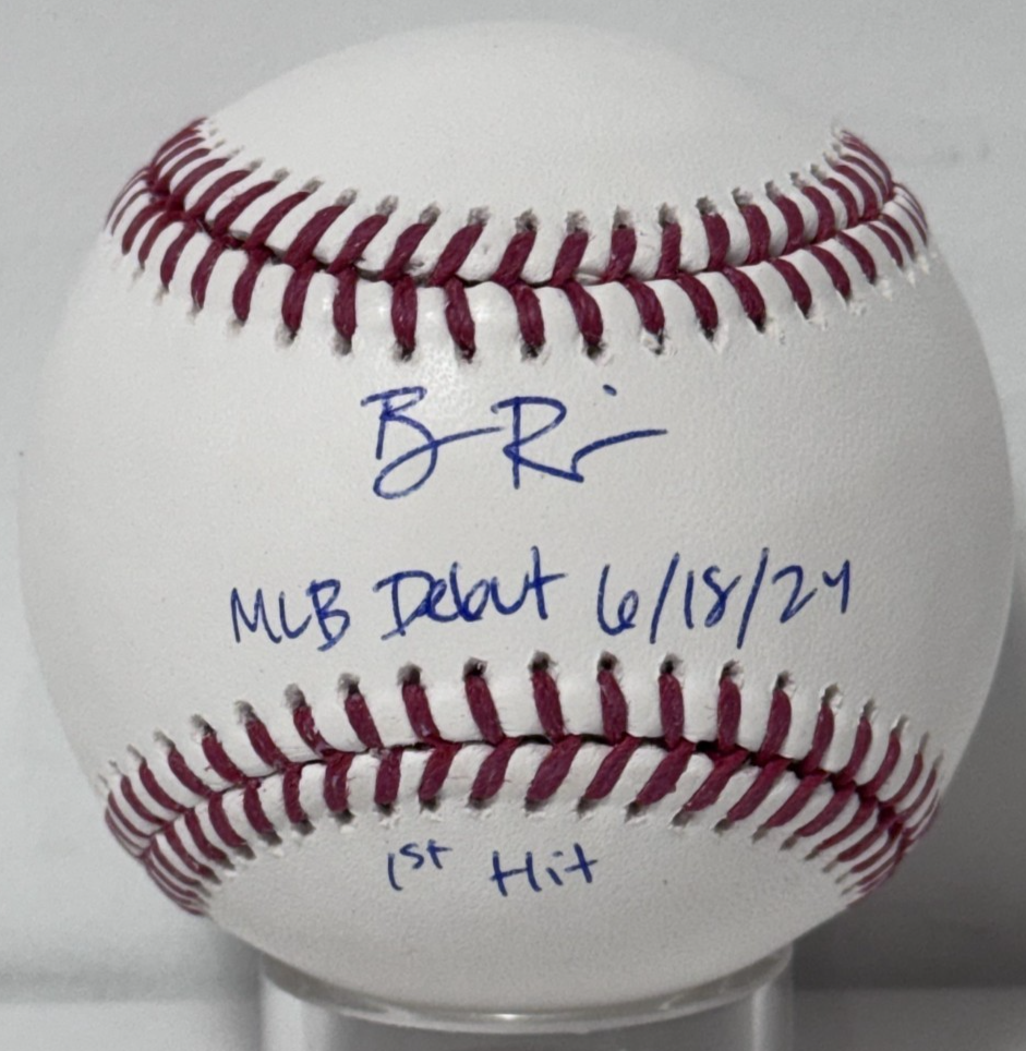 Ben Rice Signed Official Baseball Yankees MLB Debut 1st Hit Auto /22 Steiner COA