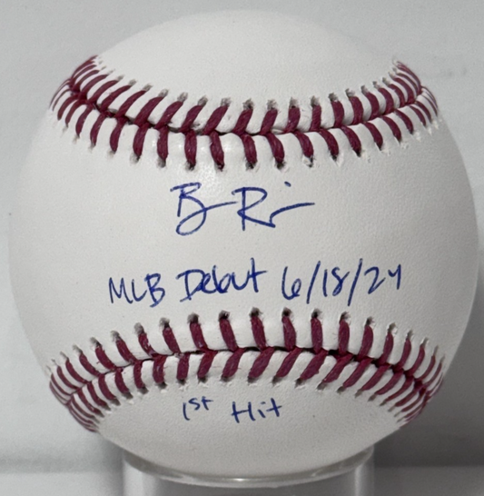 Ben Rice Signed Official Baseball Yankees MLB Debut 1st Hit Auto /22 Steiner COA