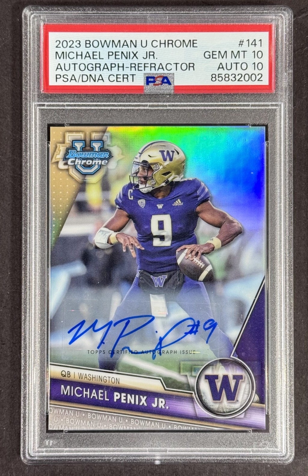 2023 Bowman Chrome Michael Penix Jr Ref Auto LE /499 PSA 10 GEM MT Auto 10 Pop 4