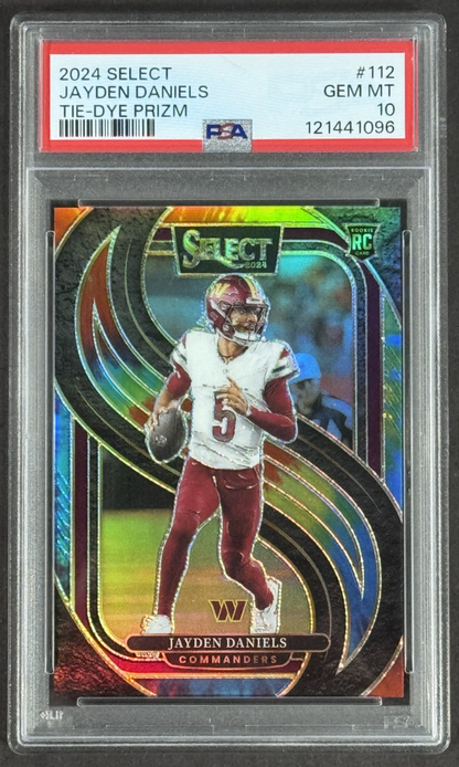 2024 Select Jayden Daniels Tie Dye Prizm LE/25 PSA 10 Gem MT Wash Commanders RC