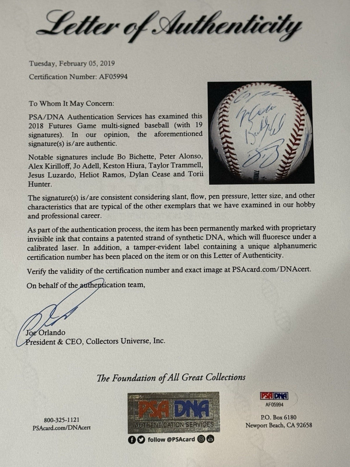 2018 All Star Game Futures Baseball Team Signed Pete Alonso Dylan Cease Auto Psa
