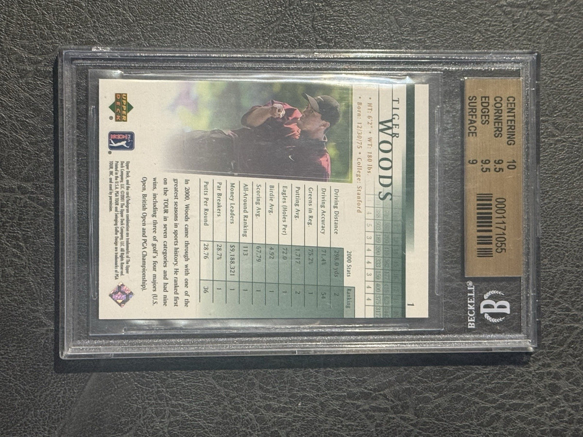 2001 Upper Deck Tiger Woods Rookie BGS 9.5 GEM  MINT W/ 10 Centering Rc