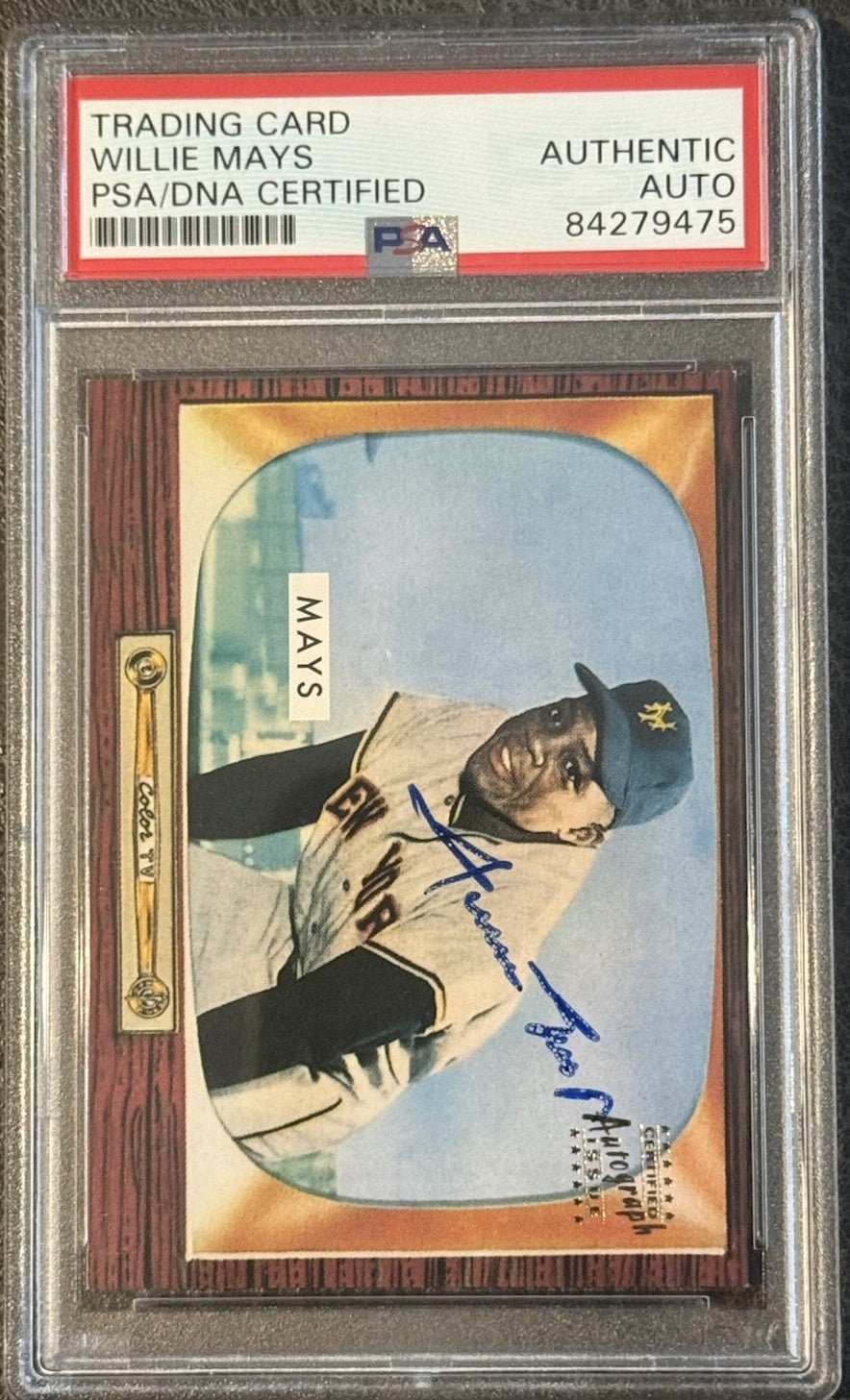 Willie Mays Signed 1996 Topps CERTIFIED Issue 1955 Bowman On Card Auto PSA Coa