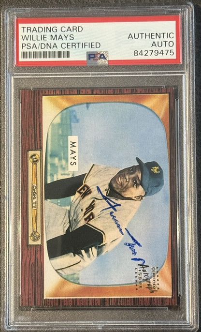 Willie Mays Signed 1996 Topps CERTIFIED Issue 1955 Bowman On Card Auto PSA Coa