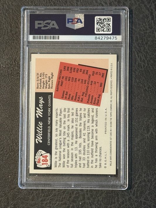 Willie Mays Signed 1996 Topps CERTIFIED Issue 1955 Bowman On Card Auto PSA Coa