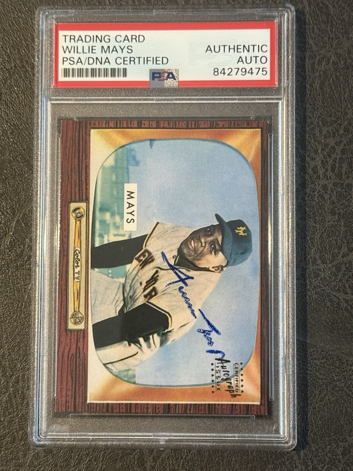 Willie Mays Signed 1996 Topps CERTIFIED Issue 1955 Bowman On Card Auto PSA Coa