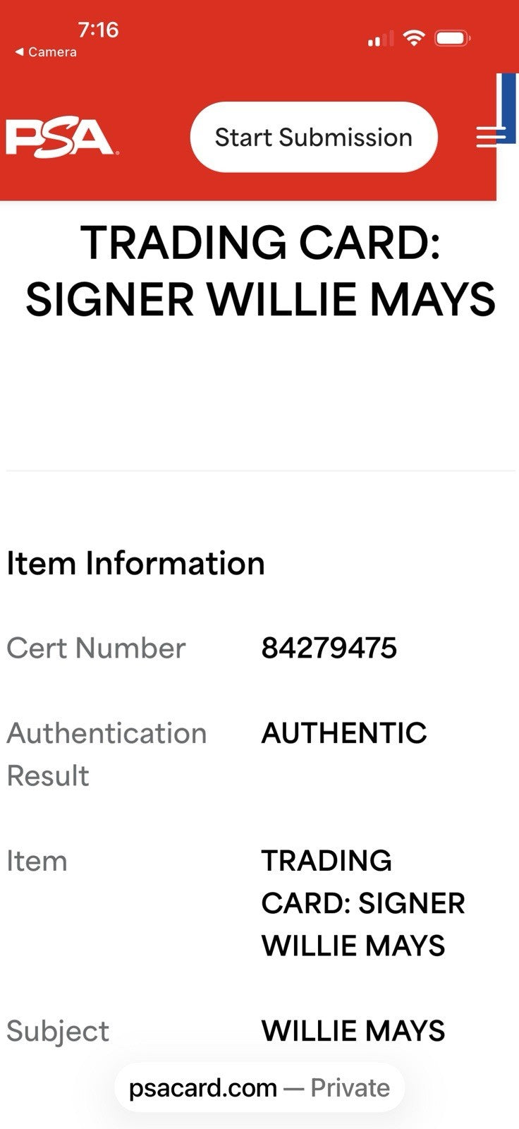 Willie Mays Signed 1996 Topps CERTIFIED Issue 1955 Bowman On Card Auto PSA Coa