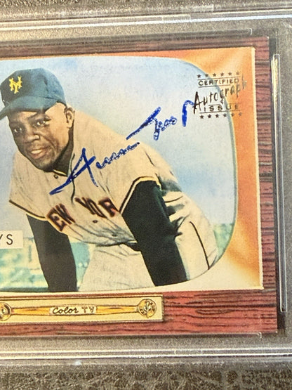 Willie Mays Signed 1996 Topps CERTIFIED Issue 1955 Bowman On Card Auto PSA Coa