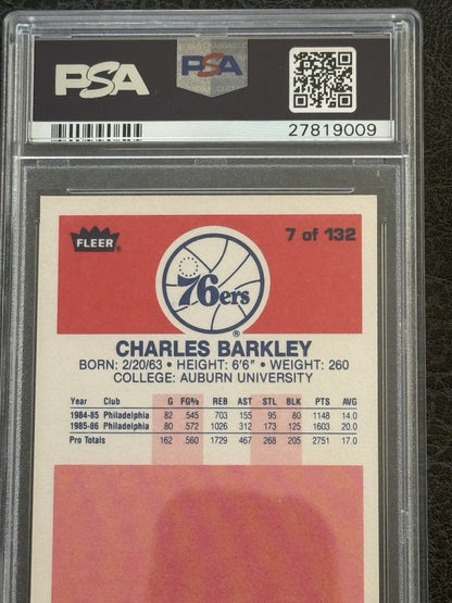 1986 FLEER #7 CHARLES BARKLEY PSA 9