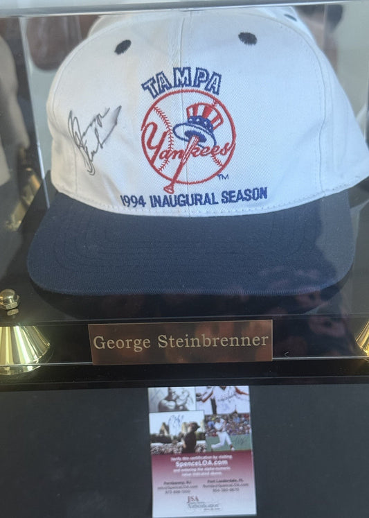 George Steinbrenner Signed 1994 Inaugural Season Tampa Yankees Hat Auto Jsa Case