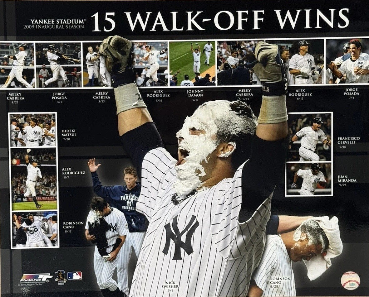 2009 Ny Yankees 15 Walk Off Wins 16x20 Photo File World Series Nick Swisher MLB
