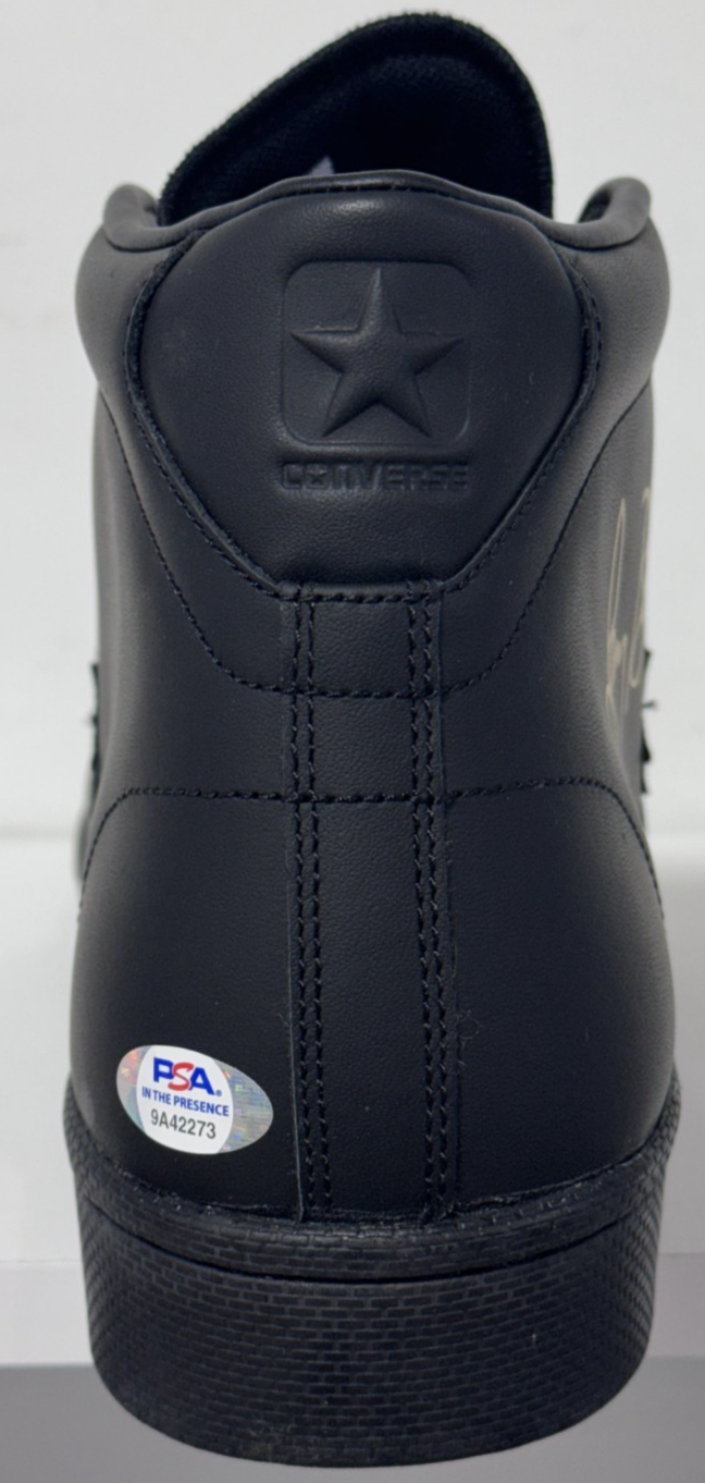 Larry Bird Signed Converse Pro Leather '76 Gold Auto PSA COA Celtics HOF W/Case