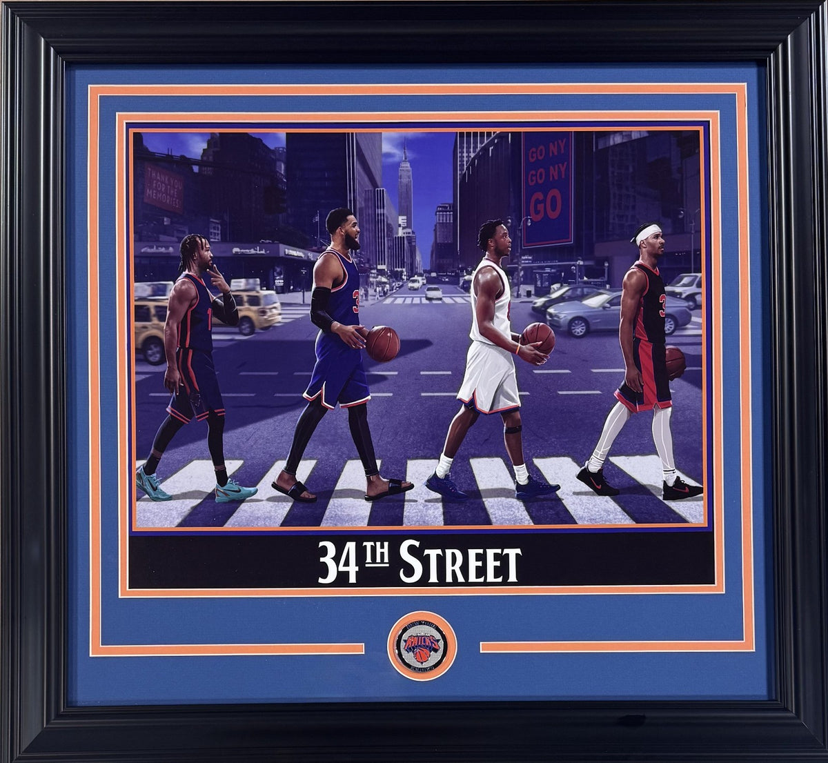 New York Knicks 34th St MSG 16x20 Litho Framed W/Coin Brunson Kat OG Hart Finals