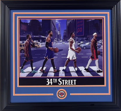 New York Knicks 34th St MSG 16x20 Litho Framed W/Coin Brunson Kat OG Hart Finals