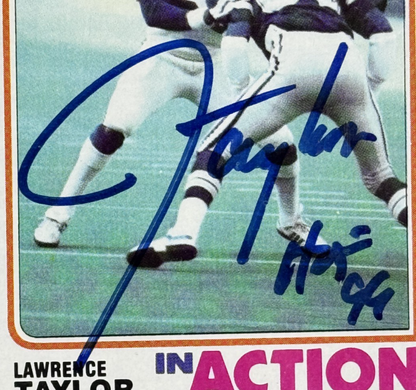 1982 Topps #435 Lawrence Taylor Signed Beckett Witnessed HOF 99 Auto Giants RC