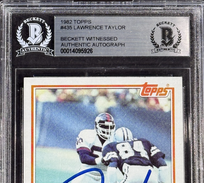 1982 Topps #435 Lawrence Taylor Signed Beckett Witnessed HOF 99 Auto Giants RC