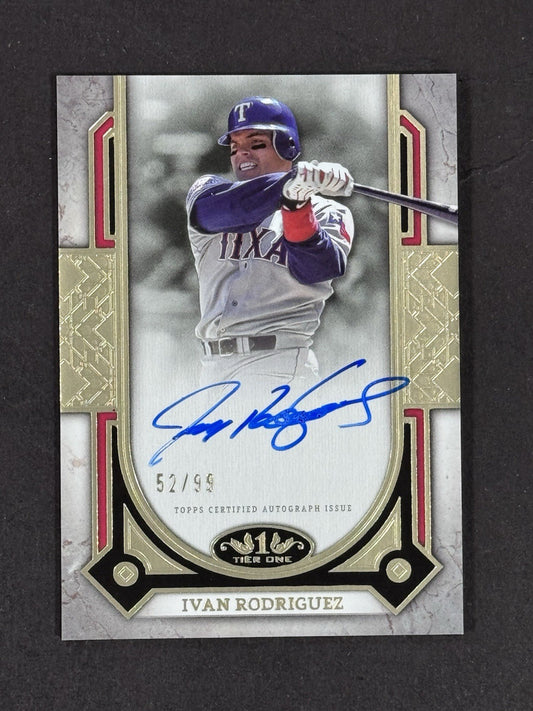 2024 Topps Tier One Ivan Rodriguez Prime Performers Mint  Auto LE/99 Rangers HOF