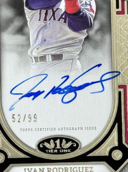 2024 Topps Tier One Ivan Rodriguez Prime Performers Mint  Auto LE/99 Rangers HOF