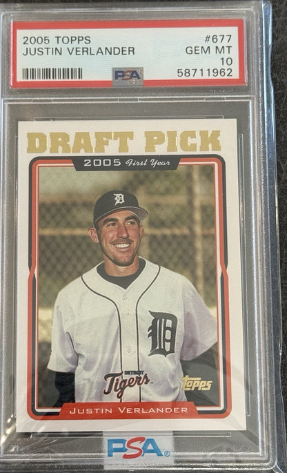 2005 Topps #677 Justin Verlander RC Rookie Gem Mint PSA 10