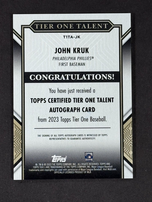 2023 Topps Certified Tier One Talent John Kruk Auto /249 Philadelphia Phillies