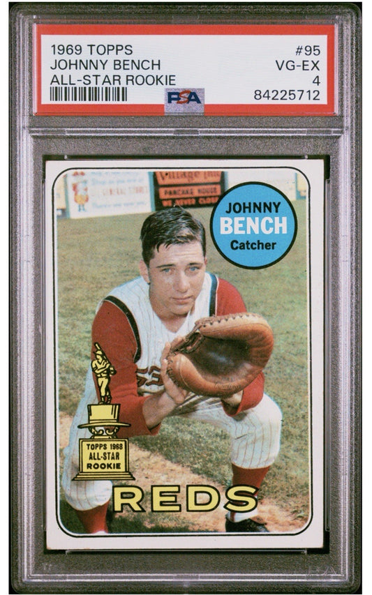 1969 Topps Set-Break #95 Johnny Bench All-Star Rookie Trophy PSA 4 Ex Sharp HOF