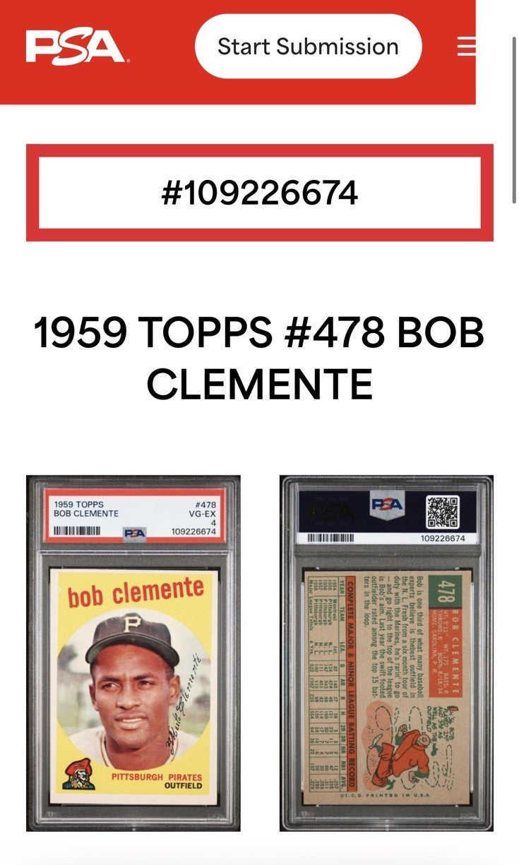 Roberto Clemente 1959 Topps #478 PSA 4 Much Nicer Razor Sharp Clean High End