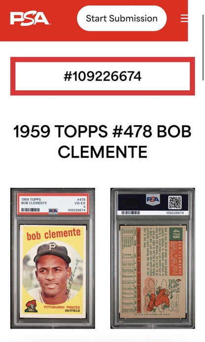 Roberto Clemente 1959 Topps #478 PSA 4 Much Nicer Razor Sharp Clean High End