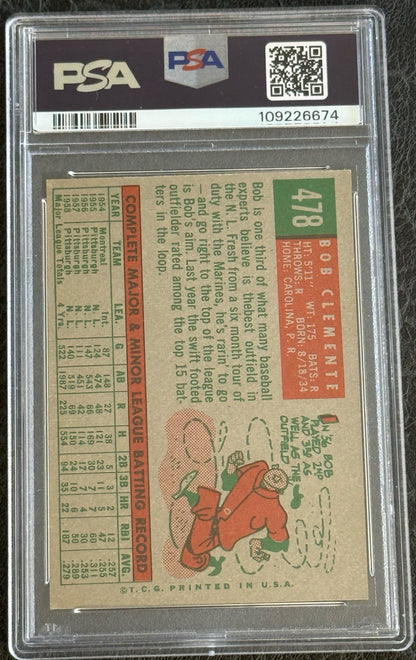 Roberto Clemente 1959 Topps #478 PSA 4 Much Nicer Razor Sharp Clean High End