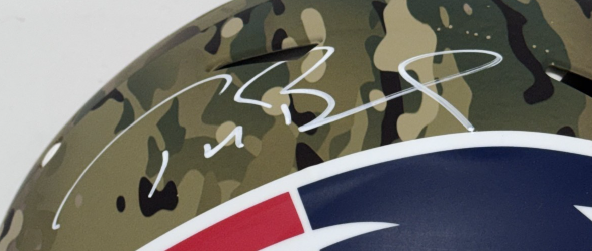 Tom Brady Signed Patriots Riddell Camo Auth FS Helmet Auto Fanatics COA W/Case