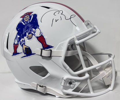 Tom Brady Signed Patriots Riddell Throwback Replica Helmet Auto Fanatics W/Case