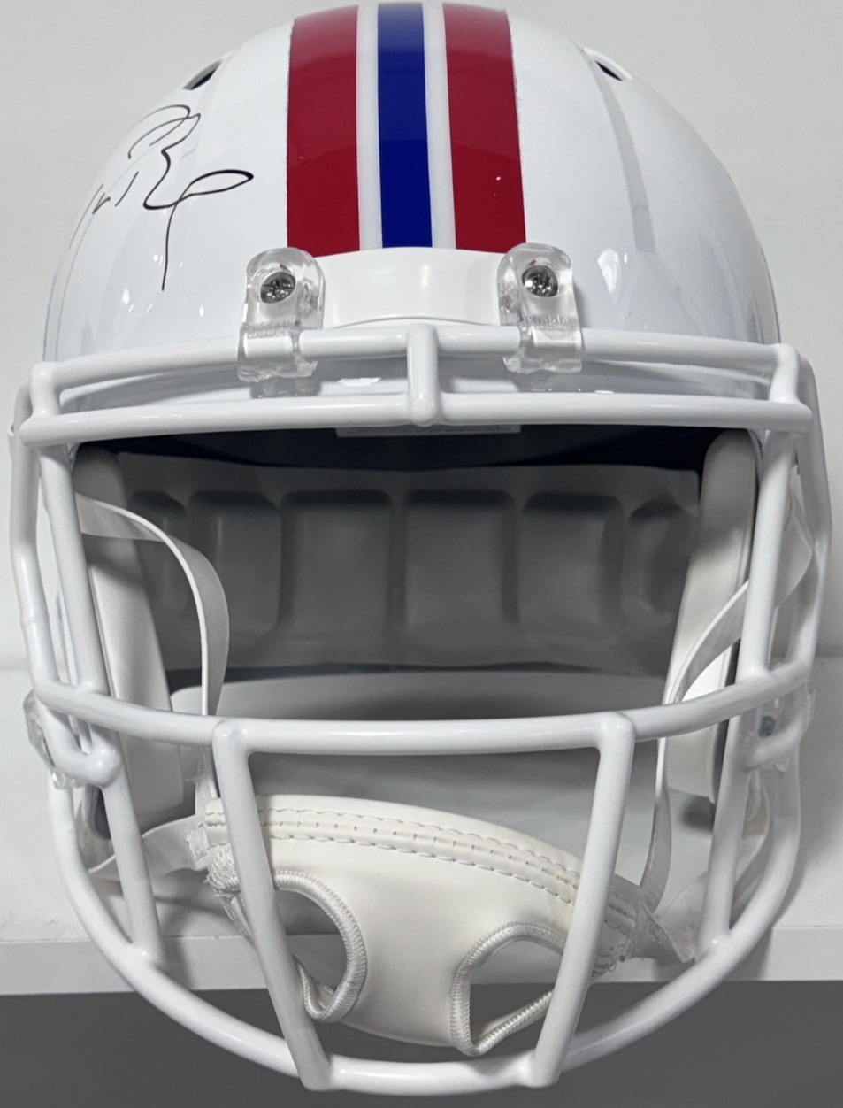 Tom Brady Signed Patriots Riddell Throwback Replica Helmet Auto Fanatics W/Case