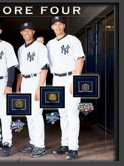 NY Yankees The Core Four Photo Framed WS Rings 3D Shadowbox 26x32 Jeter Rivera